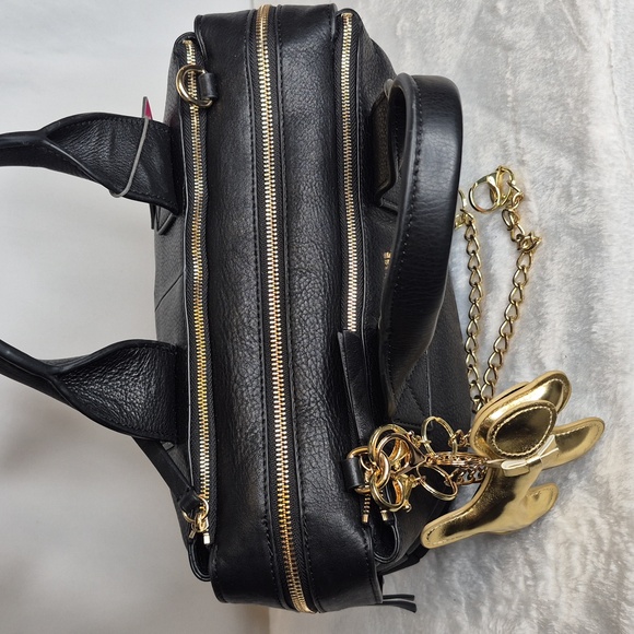 Vince Camuto Black Leather Handbag with Gold Accents - Picture 11 of 17